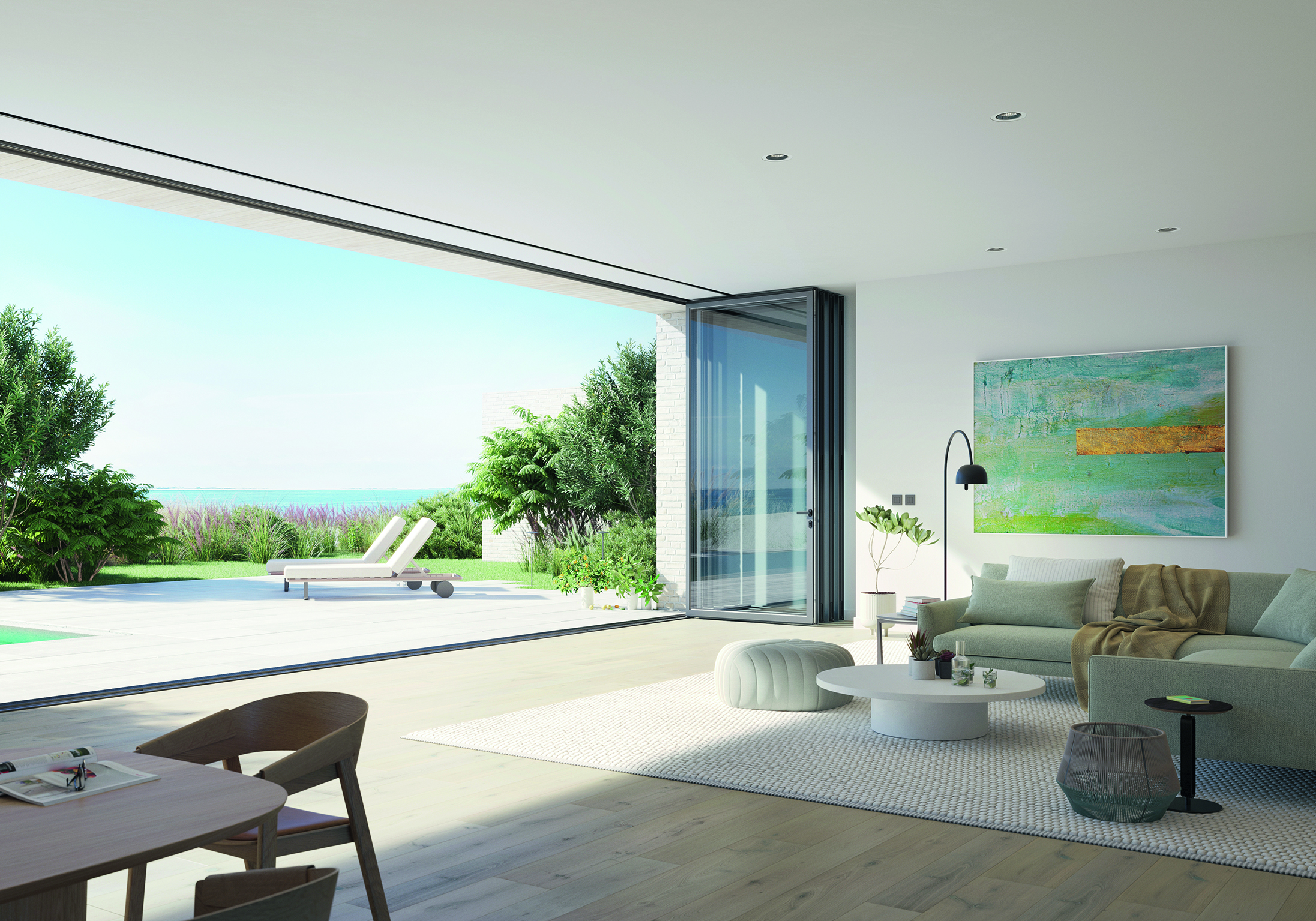 The new Schüco AS FD 75/90.HI aluminium folding sliding system