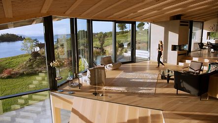 Villa Reilstad stue med udsigt