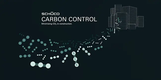 Carbon Control - Gebäude mit den Carbon Bubbles auf schwarzem Hintergrund