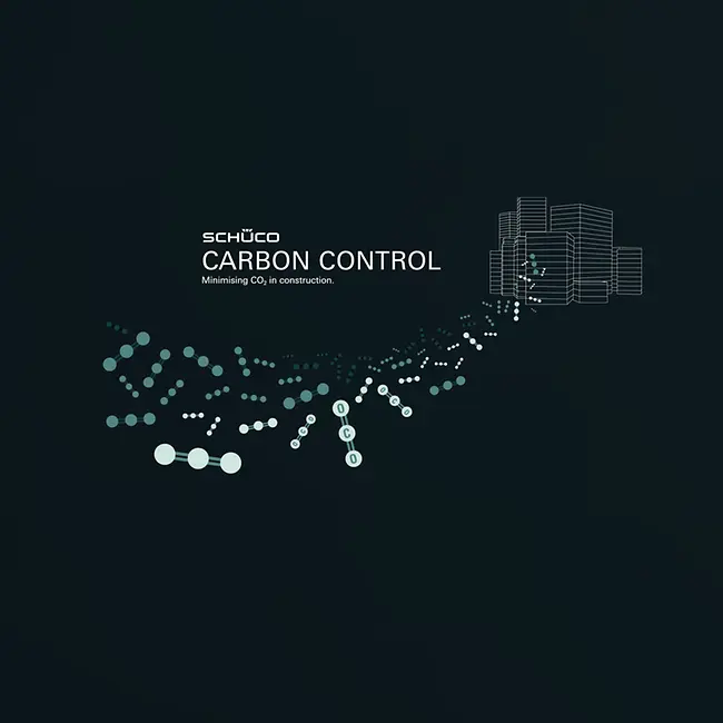 Carbon Control - Gebäude mit den Carbon Bubbles auf schwarzem Hintergrund
