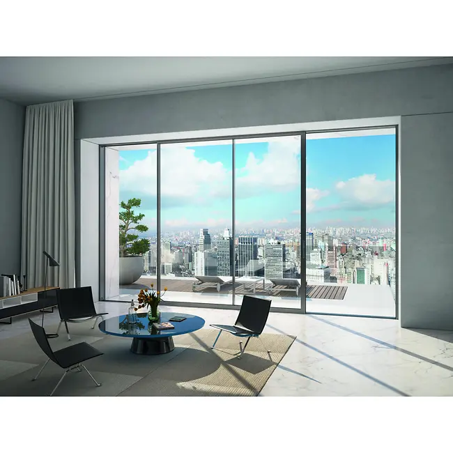 Porta scorrevole alzante Schüco con apertura fluida e isolamento termico