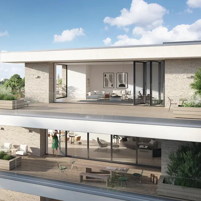 Sistema scorrevole a libro Schüco per aperture ampie e massima continuità visiva