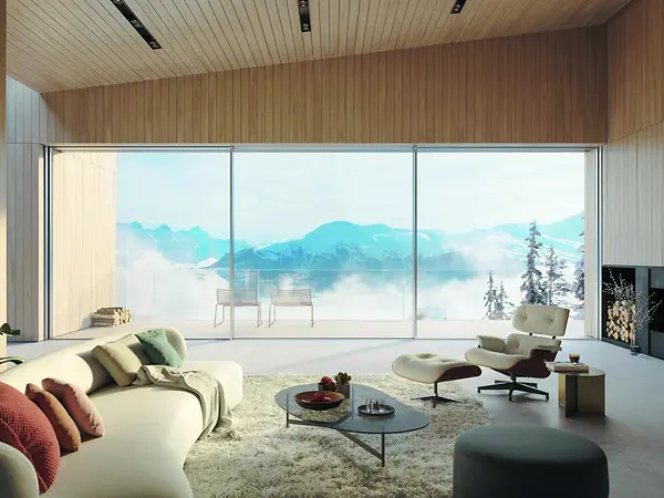 Scorrevole panoramico Schüco AS PD 75.HI con telaio ridotto e massima efficienza termica