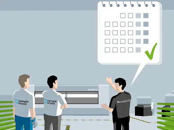 Il team Schüco presenta al cliente una gamma completa di macchinari connessi