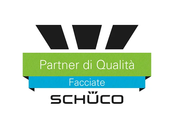 Logo ufficiale del programma Schüco “Partner di Qualità Facciate”, dedicato alla formazione dei serramentisti