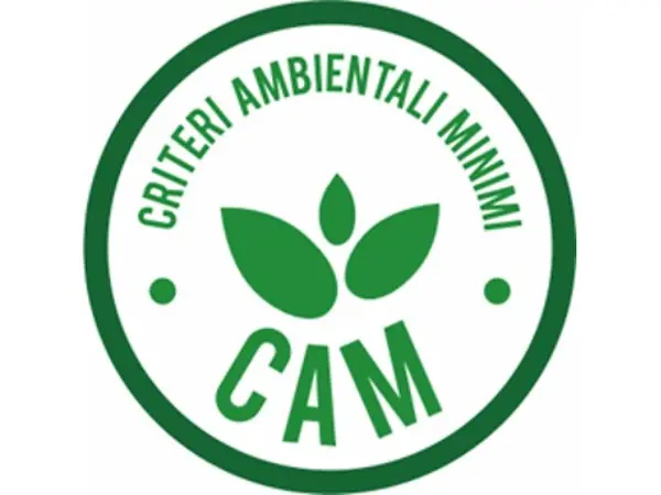 Logo dei Criteri Ambientali Minimi (CAM), standard ambientali richiesti dalla normativa italiana.