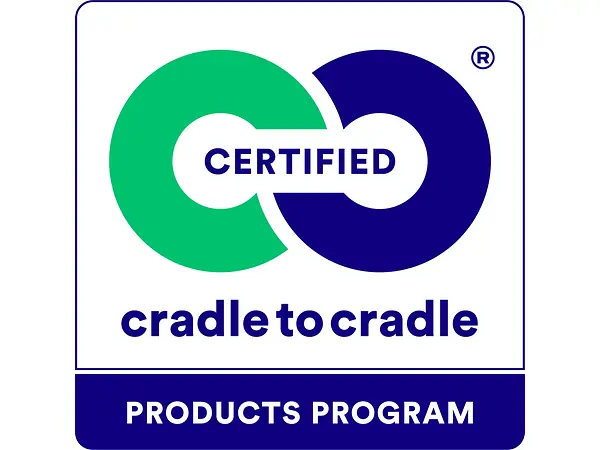Logo Cradle to Cradle Certified® utilizzato per identificare prodotti sostenibili e riciclabili.