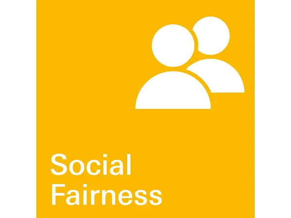 Icona Social Fairness del programma Cradle to Cradle, che rappresenta il rispetto dei diritti umani e degli standard sociali