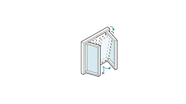 Grafische Darstellung eines Schüco Stulpfensters mit zwei Fensterflügeln ohne Mittelpfosten