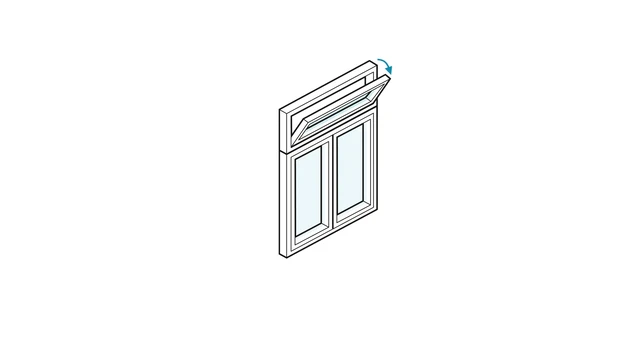 Grafische Darstellung eines Schüco Fensters mit Oberlichtflügel zur Belüftung